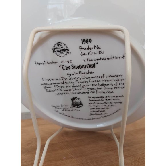 Collectors plate, Edwin M Knowles, China Company, "The Snowy Owl" by Jim Beaudoi - Picture 3 of 4